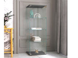 4 Shelves Glass Cabinet Glass Display Cabinet with One Door, Black 77240615