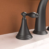 2 Handle Widespread Bathroom Faucet 3 Hole, with Pop Up Drain and 2 Water Supply Lines, Matte Black W124379942