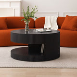 31.5'' Round Coffee Table,Modern Center Table with Storage,Vertical Stripe Design Coffee Table for W757P206007