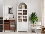 K&K 71" Tall Arched Kitchen Pantry Cabinet with 2 Large Drawers, Modern Farmhouse Kitchen Storage N707P288972W
