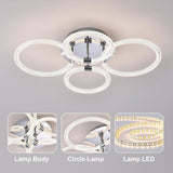 Modern LED Flush Mount Ceiling Light with Dimmable Remote Control, 6Rings Acrylic for Bedroom, 98567404