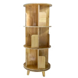 3-Layer Rotating Bookcase 360 Rotating Display Rack Pine Wood Rotating Bookshelf 17708512