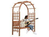 6.8FT Wooden Arch with Bench for 2 People, Garden Arbor Trellis for Climbing Plant, Outdoor Garden 45167826