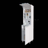 ZUN Rock Kitchen Pantry with Pneumatic Door, Open Storage, and Bottom Cabinet, White. B128P263725