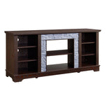 ZUN TV Media Stand with with Faux Stacked Stone Surround, Modern Entertainment Console with Open Storage W1758P187684