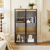 60.6'' Tall Display Cabinet with Tempered Glass Door, LED Lighting, Two Drawers, Modern Style N845P261799E