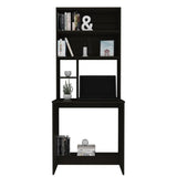 Compu Hutch Desk, Four Shelves, Writing Desk, One Lower Shelf -Black B20091904