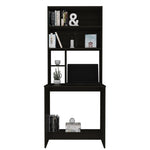 ZUN Compu Hutch Desk, Four Shelves, Writing Desk, One Lower Shelf -Black B20091904