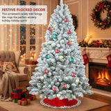 4FT Flocked Christmas Tree with 21 Natural Pinecones, 366 Branch Tips Artificial Plant Tree Full 75093809