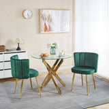 Modern GREEN dining chair with iron tube golden color legs, velvet and comfortable W234P256815
