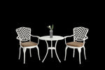 ZUN 3 Piece Patio Bistro Set Cast Aluminum Bistro Table and Chairs Set of 2 with Umbrella Hole,All W640P251288