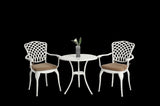 ZUN 3 Piece Patio Bistro Set Cast Aluminum Bistro Table and Chairs Set of 2 with Umbrella Hole,All 59188194