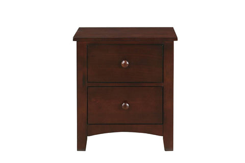 ZUN Dark Oak Finish Nightstand 2-Drawers Pine Veneer MDF Wooden 1pc Modern Nightstand HS00F4234-ID-AHD