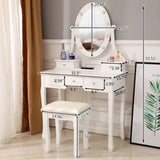 ZUN FCH With Light Bulb Single Mirror 5 Drawer Dressing Table White（=60709581,39757282） 16062826