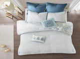 8 Piece Cotton Floral Printed Reversible Comforter Set Blue King B03597066
