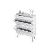 ZUN Shoe, 16 Pair Shoe Rack Storage Organizer with 2 Flip Drawers, White Entryway Shoe Storage 61976300