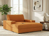 42.8" Oversized Chaise Lounge Chair with Storage Ottoman, Corduroy Sofa Bed with Cup Holders & USB N765P350851Y