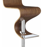 Walnut and Chrome S-Shaped Adjustable Bar Stool B062P153511