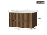Goodyo 24" Wall-Mount Bathroom Vanity Cabinet with White Basin Sink Combo Floating, Walnut 36091790