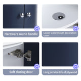 Corner Bathroom Vanity Sink Combo for Small Space Wall Mounted Cabinet Set, Ceramic Sink W99990112