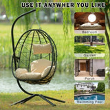 ZUN Egg Chair with Stand Indoor Outdoor Swing Chair Patio Wicker Hanging Egg Chair Hanging Basket Chair 61801298