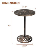 ZUN Outdoor Bistro Pub Table, Round Patio Bar Height Cocktail Table, Antique Bronze 07814241