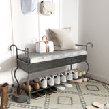 Shoe Rack Bench for, Industrial Bench, Rustic Shoe Rack for Small Spaces, Upholstered W2167P206030