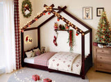 Twin House Floor Bed with Support Slats, Solid Wood House Bed Frame for Kids, No Box Spring Needed W1580P387837