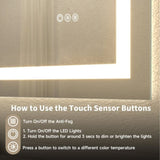 55x30" Frameless Eco-Friendly Silver MirrorDual LED Light StripsFront and Back Lighting T3177P320559