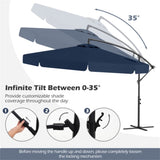 10 Feet Patio Cantilever Umbrella - Navy 11131892