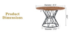A circular dining table with a diameter of 47.3 inches, featuring 4 walnut wood grain MDF tabletops, W1151P434789