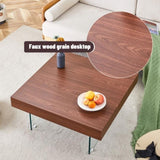 ZUN Walnut Colored Square MDF Coffee Table - 31.5"x31.5" with Tempered Glass Legs.Density Board W1151P233512