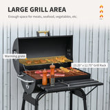 30" Portable Barrel Charcoal BBQ Grill, Steel Outdoor Barbecue Smoker with Storage Shelf, Wheels for 35203381