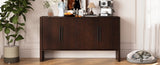 ZUN TREXM 4-Door Large Storage Retro Sideboard with Adjustable Shelves and Long Handles for Kitchen, N715P190423P