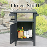 Grill Carts Outdoor with Storage and Wheels, Whole Metal Portable Table and Storage Cabinet for W1859P170278