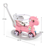 ZUN Rocking Horse Toddlers , Balance Bike Ride On Toys with Push Handle, Backrest and Balance Board W509107491