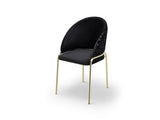 Onyx Modern Style 2PC Chairs made with Velvet fabric and Gold coated metal Legs - Black B009P332650