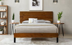 ZUN Mid-Century Modern Solid Wood Bed Frame King Size Platform Bed with Three-Piece Headboard Design, No WF531004AAD