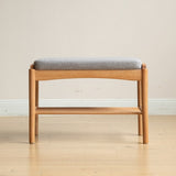 (Beige) Natural Solid Wood Shoe Bench, Mid-Century Modern Storage Bench with High Rebound Sponge W1283P298090