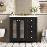 36-inch bathroom vanity with two soft close doors, adjustable shelves and three drawers N729P184710B