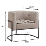 Upholstered Linen Accent Chair with Black Metal Stand,Mid-Century Living Room Leisure Chair with W2186P243108