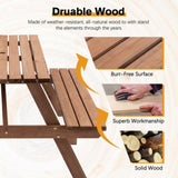 8-Person Rectangle Wooden Picnic Table, Outdoor Camping Dining Table with 2 Seats, Garden, DIY w/2 08420818