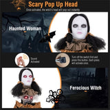 5.4ft Halloween Animatronic Witch - Scary Pop-Up Head, Sound/Button Activation, 4 Flashing Red Eyes 39618927