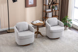 035-Boucle Fabric Swivel Accent Chair With Soild Wood Round Brown Base Leg,Light Gray W527134463