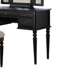 Bedroom Contemporary Vanity Set w Foldable Mirror Stool Drawers Black Color HS00F4072-ID-AHD