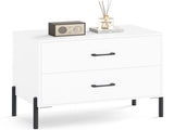 White 2-Drawer Nightstand with Anti-Tipping Kit & Metal Legs, Modern Minimalist Storage Nightstand 83414498