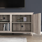 ZUN TV Stand Storage Media Console Entertainment Center With Two Doors, Grey Walnut; with fireplace W881P245532