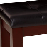 1Pc Modern Bench with Leather-Look Seat Tufted Upholstery Tapered Wood Legs Bedroom Living Room B011119817