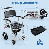 4-in-1 Commode Wheelchair Bedside/Shower/Raised Toilet Seat, 10" Wheels, Foldable, 02069961