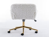 A&A Furniture Office Chair,Artificial rabbit hair Home Office Chair with Golden Metal W114392211